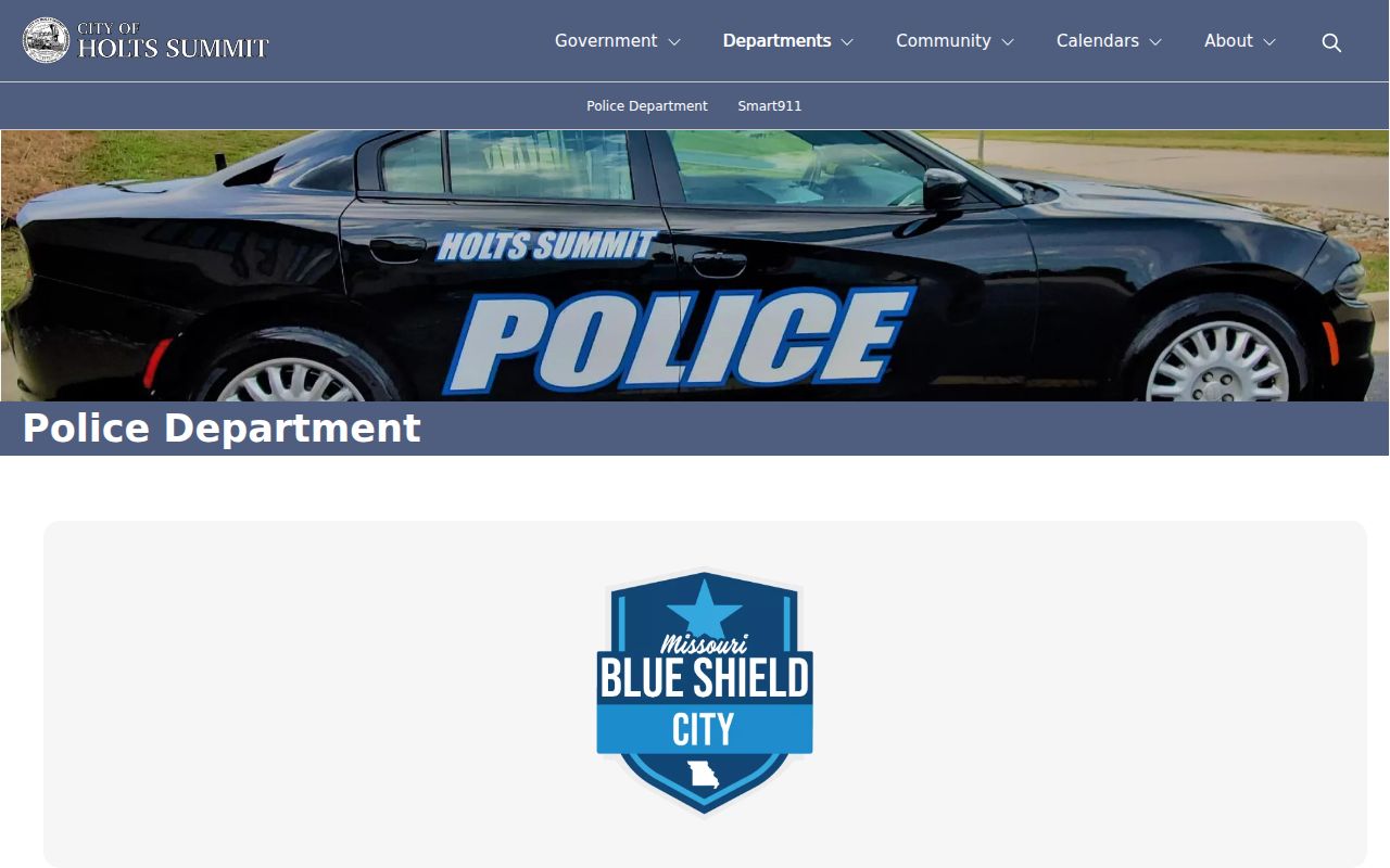 Callaway County Holts Summit Police arrest-record contact page